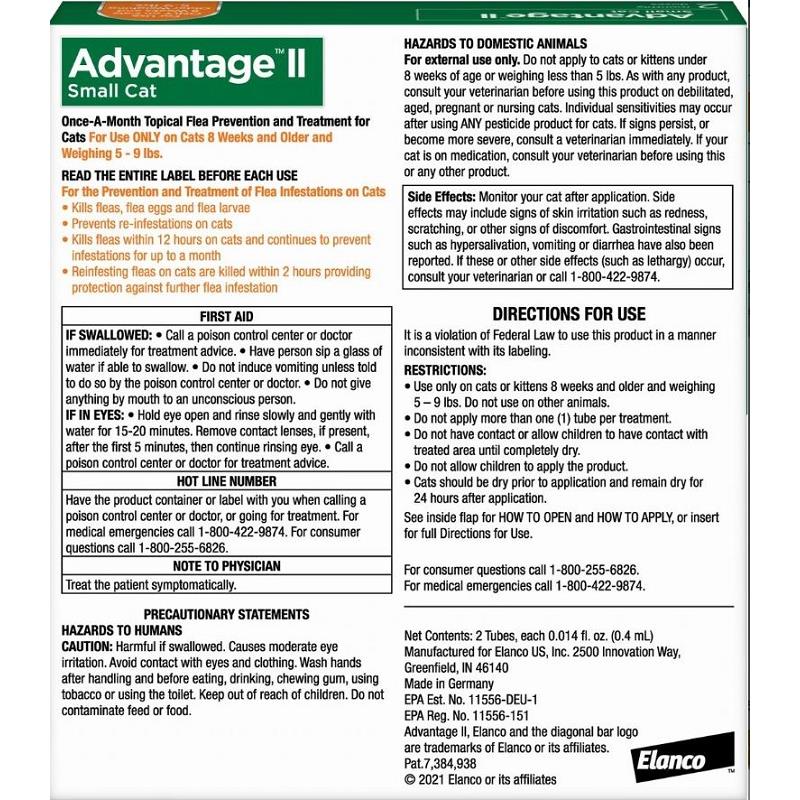 Advantage 2 hotsell cat flea treatment